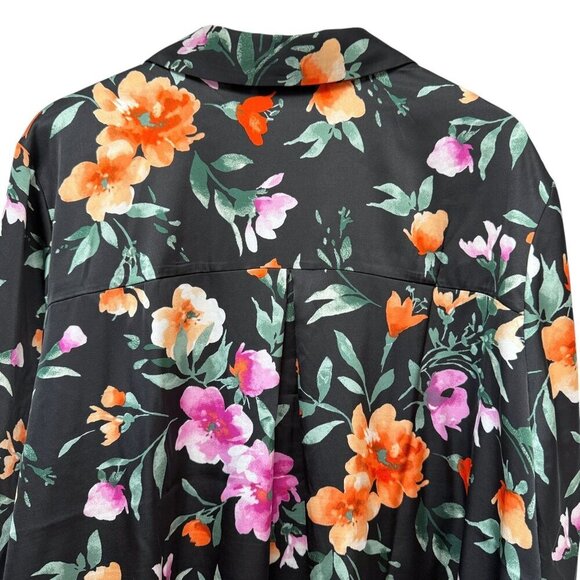 SUSAN GRAVER Satin Blouse Plus Size 2X Black Floral Long Sleeve Womens Top NWOT - Picture 5 of 11
